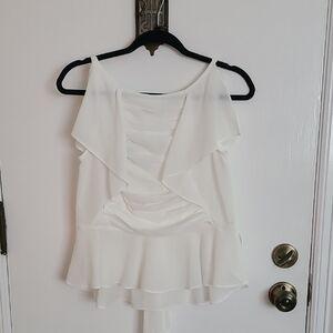 Max Studio Elegant White Ruffle Blouse